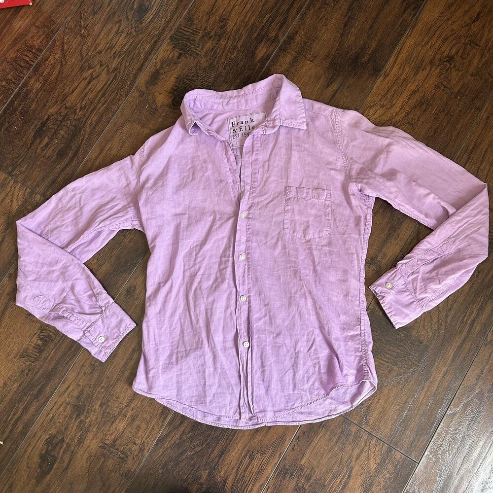 Frank & Eileen Barry Button Up Shirt XS Light Purple Lilac 100% Cotton